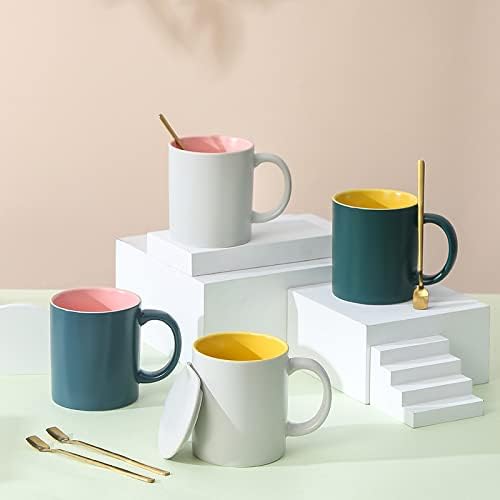 MEYYY Kahve Kupalar Porselen Kupalar Çay Kupalar Çay Kupalar Bulaşık Makinesinde Yıkanabilir 420 ml Latte Kupalar Mutfak Kupalar