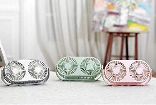 YCZDG Çift Fan Hava Soğutma Çift Motor Kafa Katlanır USB Fan 360 Derece Rotasyon Ayarlanabilir Hız Taşınabilir Fan (Renk: Pembe)