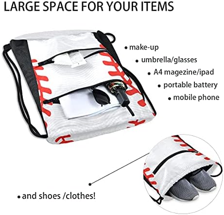 Beyzbol baskı ipli çanta sırt çantası hafif spor Sackpack sırt çantası okul seyahat alışveriş spor için