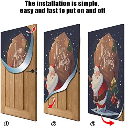xigua Noel Kapı Süslemeleri Santa Damla Hediyeler Kapı Kapak, 32x79 in Büyük Kumaş Tatil Parti Süslemeleri İşareti için Ön