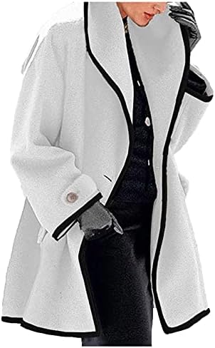 Kadınlar Boy Kış Coat Zarif Düğme Katı Kapşonlu Palto Sıcak Siper Üst Faux Hırka Uzun Kollu Yaka Ceket