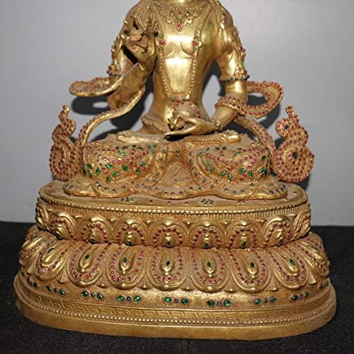 Ev Dekor 18 Nepal Budizm Eski Bronz Yaldız Mozaik Mücevher Vajrasattva Bodhisattva Heykeli Oturan Buda Buda Enshrine