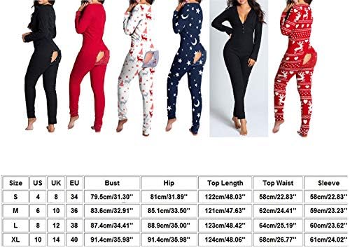 Andongnywell Kadınlar Seksi Butt Düğme Tulumlar Pijama Iç Çamaşırı Uzun Kollu Romper Tulum Pijama