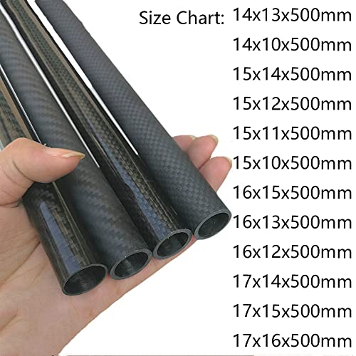 3K Karbon Fiber Tüp, Uzunluk 500 mm, İç Çap 10 mm, Dış Çap 14 mm, Pürüzsüz Dimi (2 ADET).