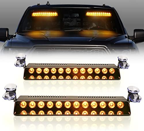 BooYu 2 × 13.5 in LED trafik danışmanı Dash çakarlı lamba Bar iç cam acil tehlike güvenlik uyarı yanıp sönen ışıklar w/vantuz