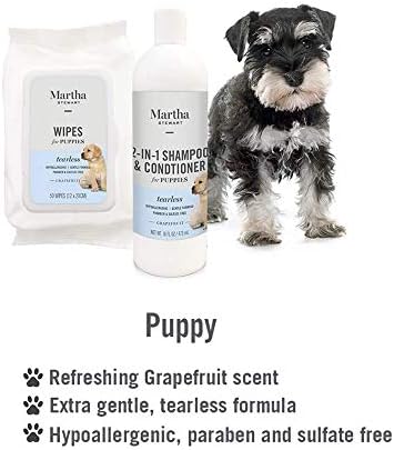 MARTHA STEWART Köpek Şampuanı, 2'si 1 Arada Şampuan ve Saç Kremi, Sülfatsız Yapraklar Yumuşak ve Parlak Evcil Hayvan Şampuanı,