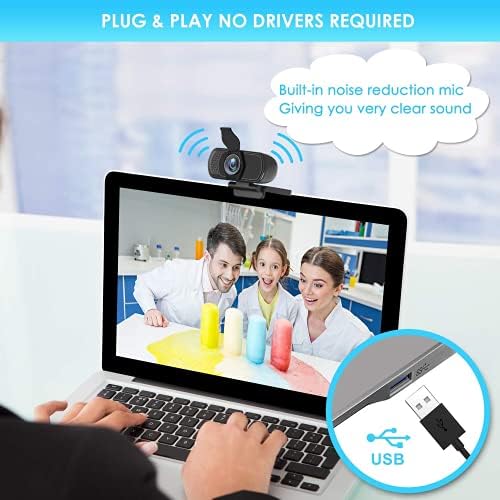 Webcam, Gizlilik Deklanşör ve Tripod Standı ile HD Webcam 1080P, Mikrofonlu Pro Streaming Web Kamera, PC Mac Dizüstü Masaüstü