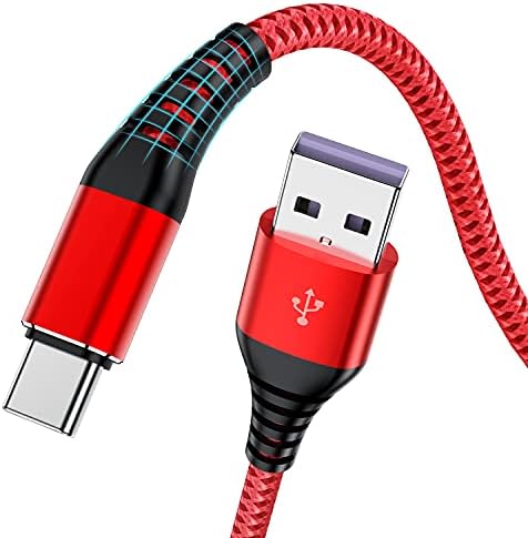 USB Tip C Kablo, [3'lü Paket 6Ft] USB A'dan C'ye Premium Naylon Örgülü 6 Ayak Hızlı Şarj Kablosu Samsung Galaxy A51/ A20/ A10/