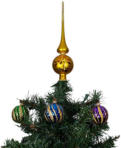 HolidayGiftShops Zlata Altın Mat Cam Noel Ağacı Topper