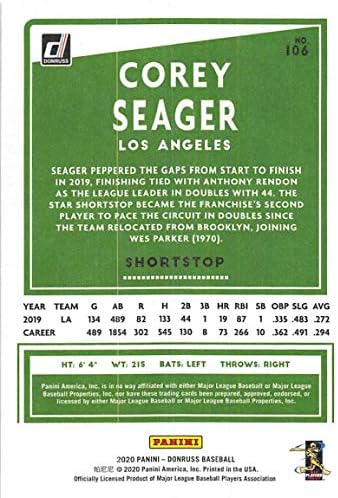 2020 Donruss Bağımsızlık Günü 106 Corey Seager Los Angeles Dodgers Resmi MLB PA Beyzbol Ticaret Kartı Ham (NM veya Daha iyi)