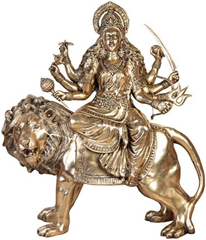 Egzotik Hindistan Simhavahini Tanrıçası Durga Ev Dekorasyonu Heykeli, Büyük