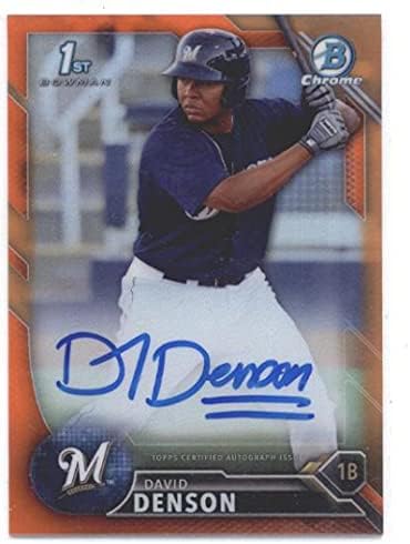 Bowman Krom Prospect İmzaları Turuncu Refraktörler EBM-DD David Denson Milwaukee Brewers MLB Beyzbol Kartı (İmzalı)