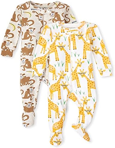 Çocuk yeri bebek ve yürümeye başlayan maymun zürafa rahat uygun pamuk tek parça pijama 2'li paket