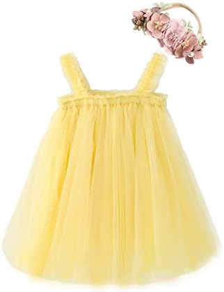 Yay Rüya Bebek Kız Toddler Tutu Elbise Bebek Tül Elbise Parti Prenses Elbise ile Çiçek Kafa Bandı Tozlu Gül