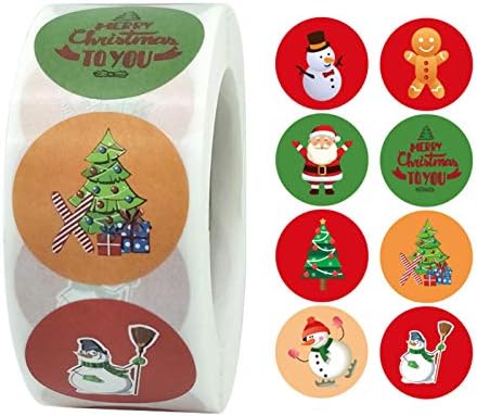 Samzary Noel Çıkartmalar Noel Etiket Çıkartmaları RoundAdhesive Etiketleri Kraft Kağıt Dekoratif Sızdırmazlık Çıkartmalar,