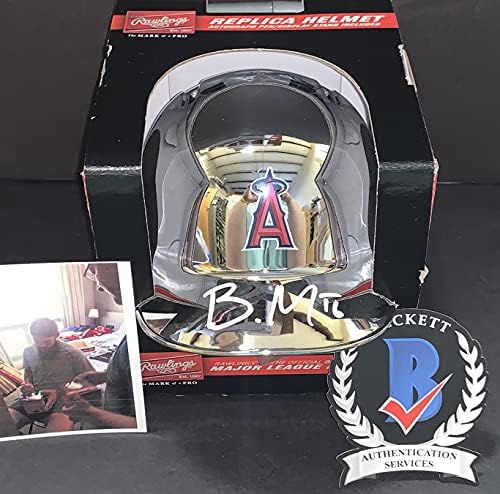 Brandon Marsh Los Angeles Angels İmzalı İmzalı Krom Mini Beyzbol Kaskı Beckett Çaylak COA