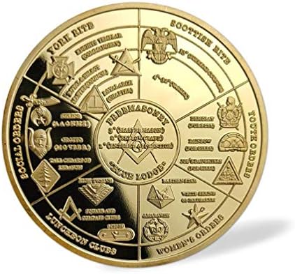 Masonik Mücadelesi Coin Altın Kaplama Mason Hatıra Paraları Koleksiyon