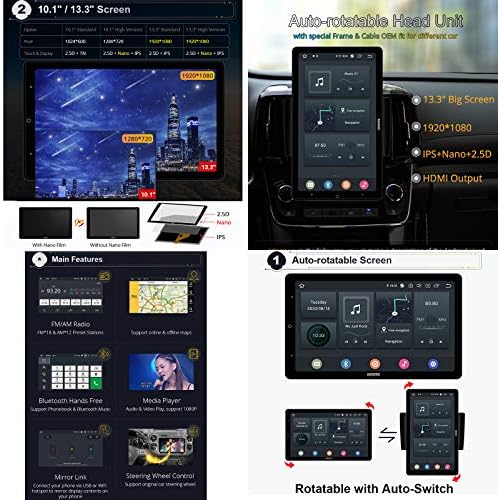 Foof Araba Radyo 2 Din Android Araba Stereo Medya Oynatıcı 13.3 Dokunmatik Ekran ın-Dash Otomatik Dönebilen Kafa Ünitesi ile