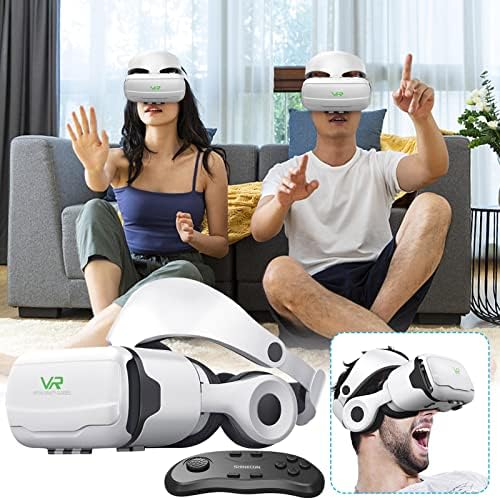 Uzaktan Kumandalı Peorpel VR Kulaklık, 4.7-6.53 inç Telefonlarla Uyumlu Ev 3D Film Oyunları Sanal Gerçeklik Akıllı Hepsi Bir