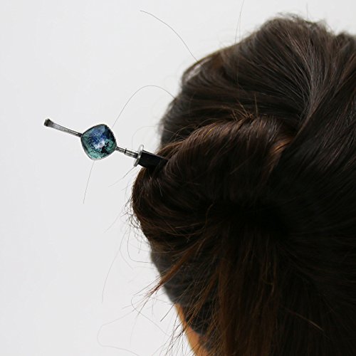 Tamarusan saç tokası süs çıkarılabilir koz mavi ahşap saç aksesuarları saç sopa el yapımı