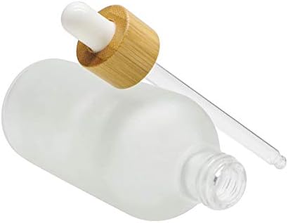 4 Paket Buzlu Cam Damlalıklı Şişeler, Göz Damlası Ve Bambu Kapaklı Uçucu Yağ Şişeleri Parfüm Örnek Şişeleri Özü Sıvı Kozmetik