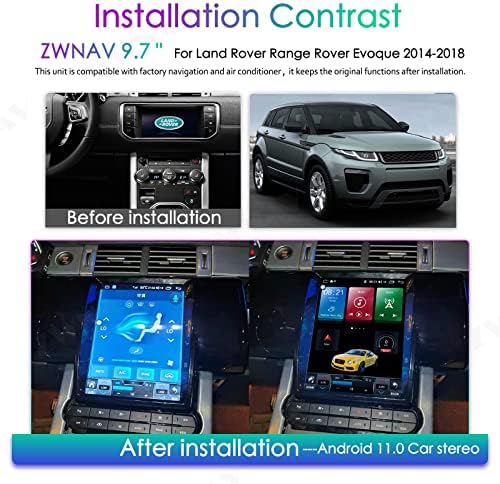 Land Rover Evoque 2014-2018 için ZWNAV 9.7 inç Radyo Değiştirme. GPS Navigasyon Android Kafa Ünitesi Oyuncu 128G Android Otomatik