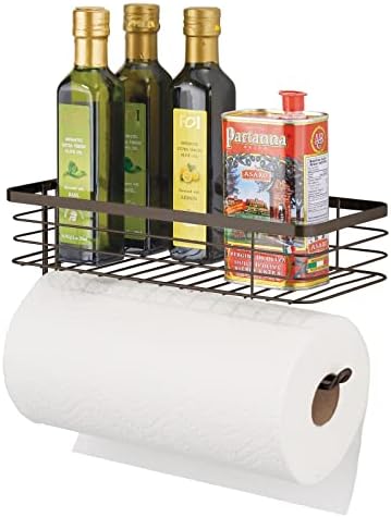 Baharat Rafı ve Çok Amaçlı Raflı mDesign Kağıt Havlu Tutacağı-Mutfak, Kiler, Çamaşırhane, Garaj için Duvara Monte Depolama