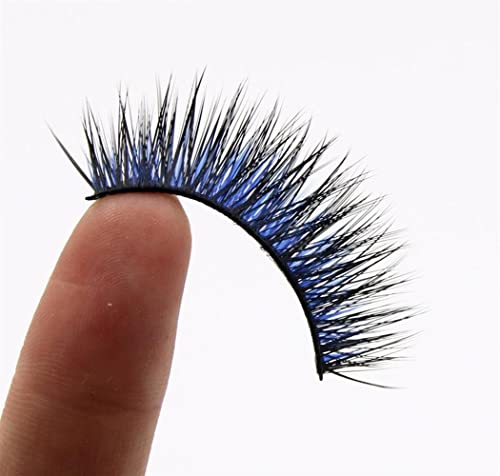6 Pairs Yanlış Eyelashes Renk Siyah + Mavi Dumanlı Gözler Sahne Makyaj Araçları Uzun Sahte Göz Lashes Doğal Kalın, 1 kutu 5