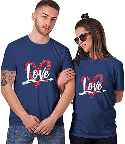 Pandaie sevgililer Günü Eşleştirme Gömlek Çiftler İçin Sevimli Kalp Aşk Baskı Kısa Kollu Gömlek Aşk tanrısının Ok Grafik Tees