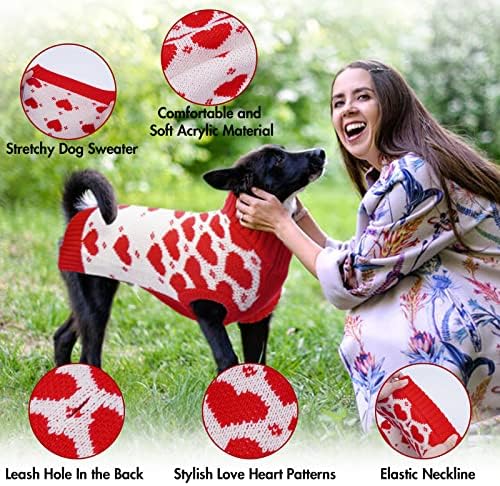 Köpek Kazak, Sevimli Aşk Kalp Kazak Pet Triko Sweatershirt, Sıcak Köpek Güz Kış Giysileri Jumper, Örme Doggie Kediler Ceket