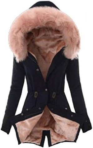 Andongnywell Rüzgar Geçirmez Kadın Parka Ceket Ceket ile Bayanlar için Kapüşonlu veya Faux Kürk Zip Cepler Softshell Giyim