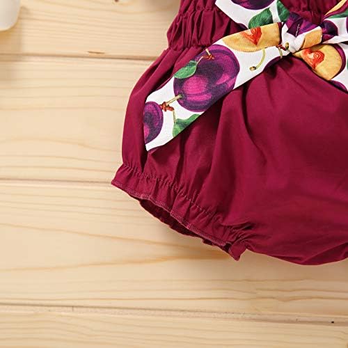 Yenidoğan Bebek Bebek Kız Giysileri Meyve Baskı Fırfır Kollu Üst + Kısa Pantolon 2 adet Yaz Bebek Kız Kıyafetler
