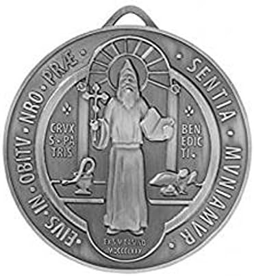 Çok büyük gümüş tonlu St. Benedict Madalyası