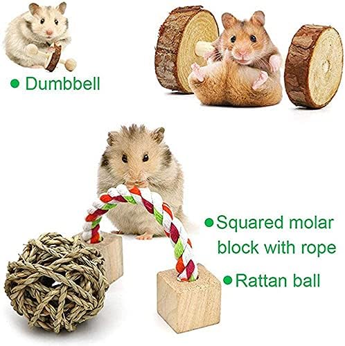 NSWDY Hamster Çiğnemek Oyuncaklar, 10 Paket Küçük Hayvan Aktivite Egzersiz Oyuncaklar Gine Kürkü Domuz Doğal Ahşap oyuncaklar