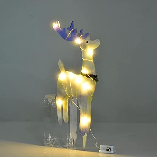 Ren geyiği Noel süslemeleri, LED ışıkları ile ışıklı Noel geyik açık dekorasyon Noel çim süslemeleri Noel gümrükleme (Renk: