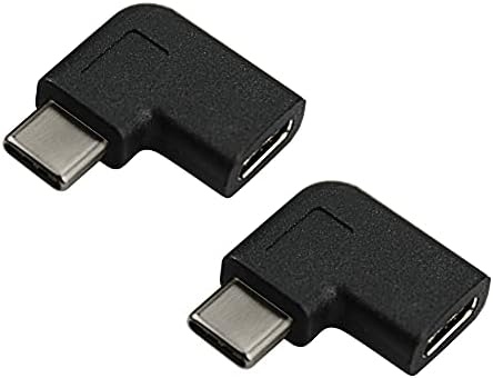 Ruaeoda USB C Açı Adaptörü [2 Paket] 90 Derece USB-C Tipi C Erkek Dişi Adaptör, Yukarı ve Aşağı Açılı USB-C Dizüstü ve Tablet