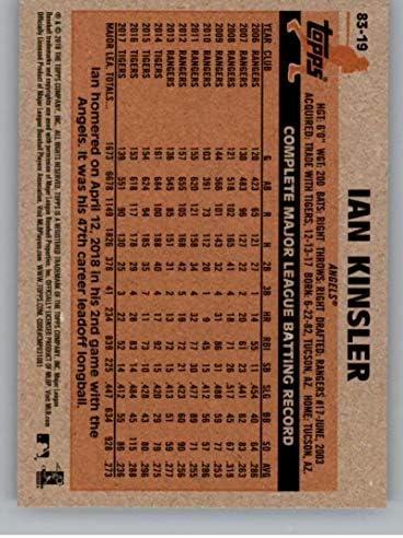 2018 Topps Güncelleme 1983 Topps 35. Mavi 83-19 Ian Kinsler Los Angeles Angels Resmi MLB Beyzbol Ticaret Kartı Ham (NM veya