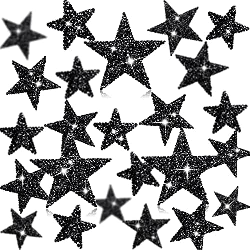 24 Parça Demir on Yıldız Yamalar Yıldız Yapıştırıcı Rhinestone Yıldız Şekli Rhinestone Yamalar Parlak Giyim Onarım Dekor Yamalar