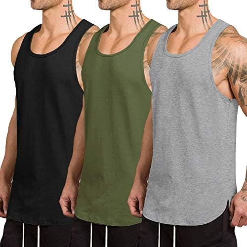 COOFANDY erkek 3 Paket Hızlı Kuru Egzersiz Tank Top Spor Kas Tee Vücut Geliştirme Kolsuz T Shirt