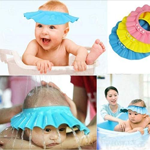 Flybloom Ayarlanabilir bebek şampuanı Kap Banyo Çocuklar için Kafa Bebek Duş Şapka Çocuk Banyo Malzemeleri (Mavi)