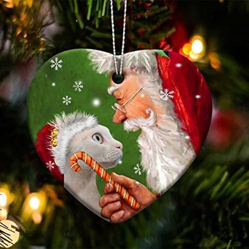 GONEBIN Noel Süs 2021, Güzel Noel Kalp Süsler, Noel Atmosfer Noel Baba ve Kedi, sıcak Noel Ağacı Asılı Kolye Noel Hediyeler