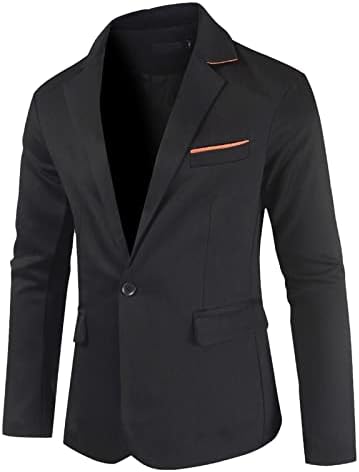 ZDFER Yaka Yaka Ceket Erkekler için, Tek Düğme Blazers Kabanlar Katı Rüzgarlık Cepler ile İnce Suit Coat Tops
