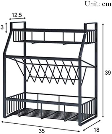 3 katmanlı baharat rafı ferforje mutfak rafı stand-up baharat rafı yatak odası ve banyo için çok fonksiyonlu güçlü yük taşıma-black_3