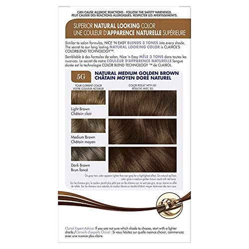 Clairol Nice'n Kolay Kalıcı Saç Boyası, 5G Doğal Orta Altın Kahverengi Saç Rengi, 3 Sayım