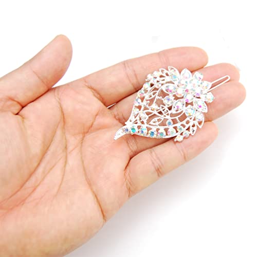 Luxxıı-Temizle Fantezi Rhinestone Kristal Saç Tokası Klip Saç Pin (Paket 2, Gümüş Tone_A)