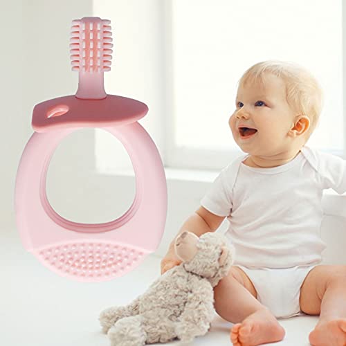 Silikon Parmak Fırçası, Demonte Eğitim Bebek Diş Fırçası Bebekler için Yumuşak Saç Bebek Sakız Bakımı için (Pembe)