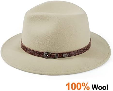 MİX KAHVERENGİ Fedora Şapka 100 % Avustralya Yün Keçe Klasik Panama şapka Packable Geniş Ağız Şapka ile Deri Kemer Erkekler