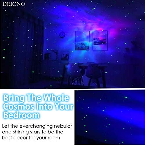 DRİONO Yıldızlı gece ışık Projektör - Uzaktan Kumanda Dönen 7 Renk Modları İsteğe bağlı Galaxy gece ışık Nebular Bulut ve Yıldız