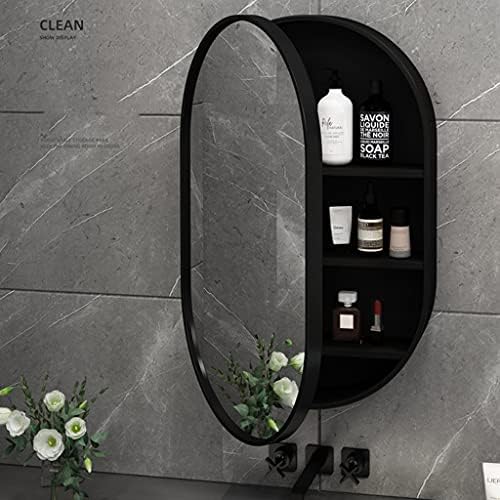 Banyo Aynası Dolabı, Oval Duvar Aynası, Duvara Monte Çok Katmanlı İlaç Dolabı, Büyük Kapasiteli dolaplar, Kozmetik Depolama