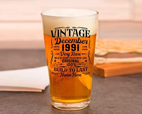 Prezzy Kişiselleştirilmiş Vintage Aralık 1991 Sınırlı Sayıda bira bardağı 31 Yaşında 31 Doğum Günü bira bardağı 16 oz